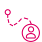 pink and white icon of a map with a user path over it