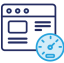 navy and blue web browser with clock icon
