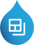 droplet with a blue to navy gradient and a browser overlapping another browser in the center